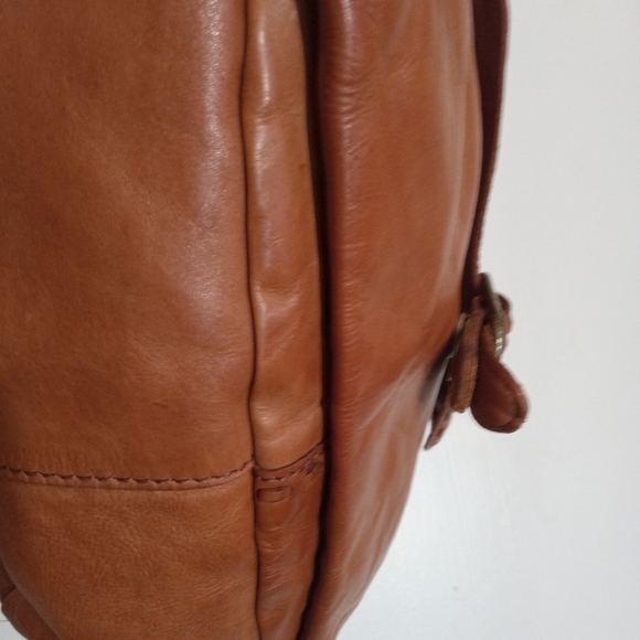 Genuine Artisan Hand Crafted Brown Leather Hobo Bag With Leather Stitch Detail - Picture 10 of 14